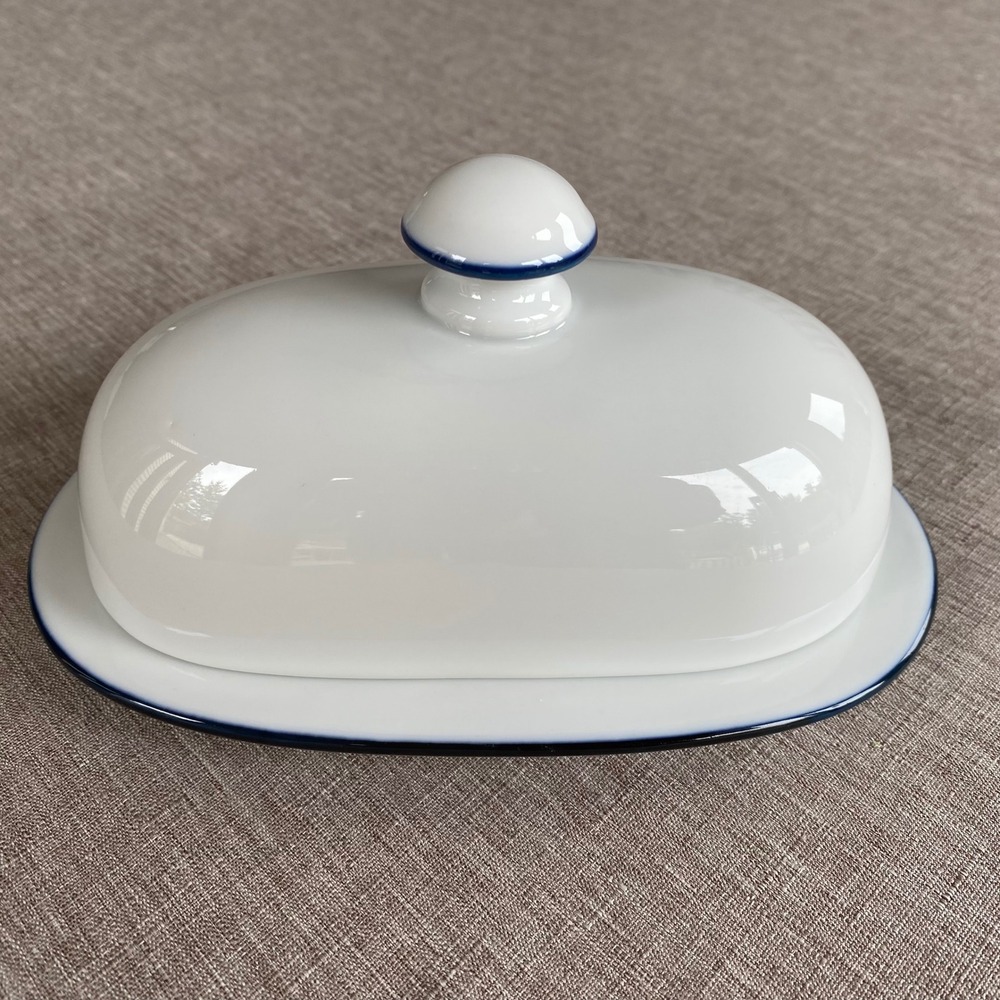 Dansk Christianshavn‎ Blue Bistro Porcelain Covered 1/4 lb Butter Dish Vintage